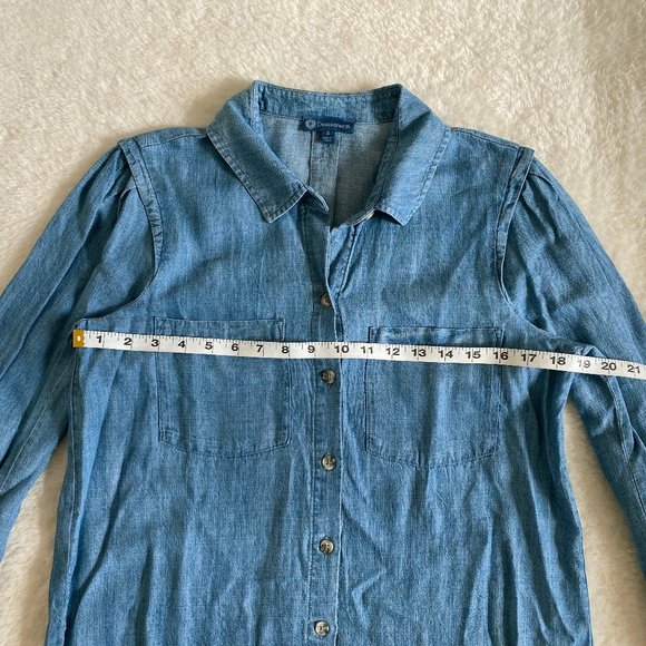 Democracy Women's Chambray Long Sleeve Button Down Top Light Blue Denim Small - Picture 6 of 7